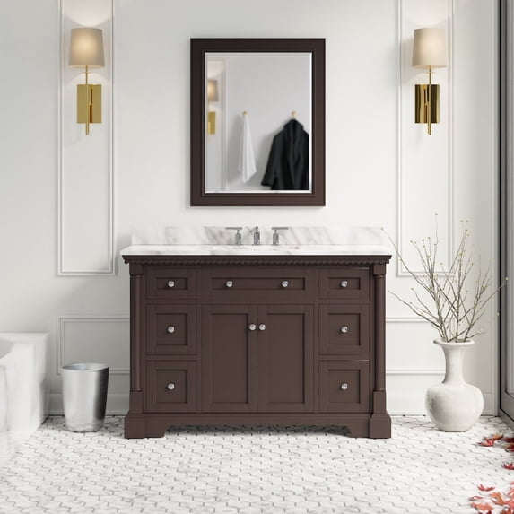 Sydney 48" Bathroom Vanity with Chocolate Cabinet and Carrara Marble Top