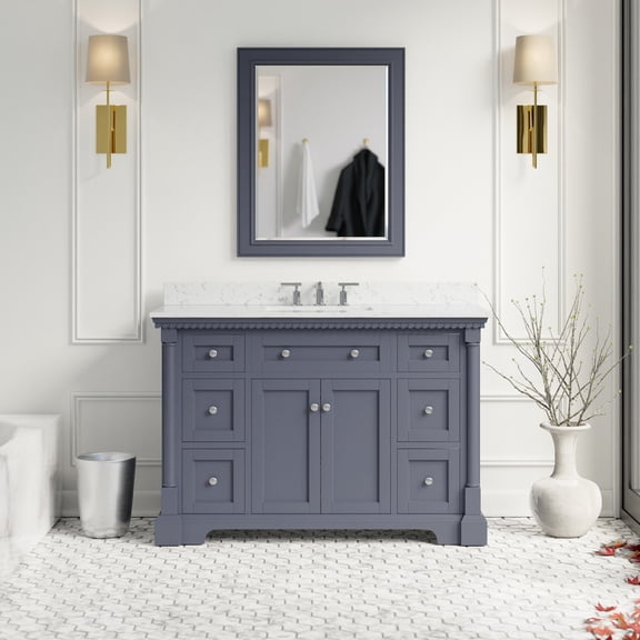 Sydney 48" Bathroom Vanity with Marine Gray Cabinet and Engineered Marble Top