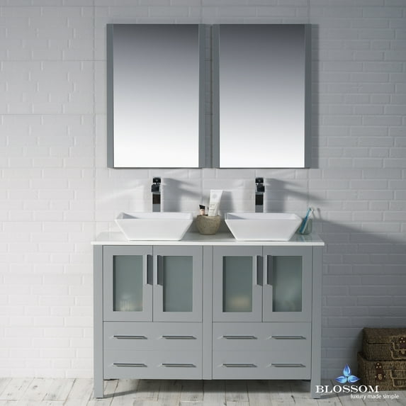 Sydney 48" Double w/ Vessel Sinks and Mirrors (Metal Grey)