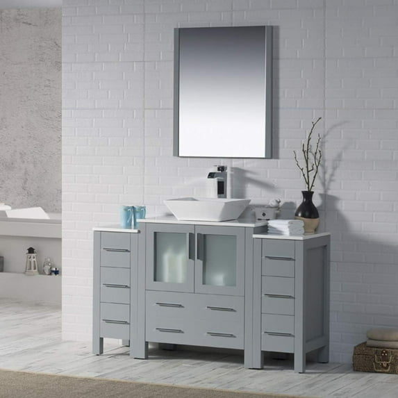 Sydney 54" w/ Vessel Sink and Double Side Cabinets (Metal Grey)
