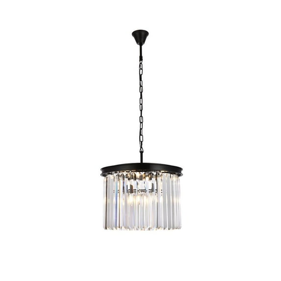 Sydney 6 light Matte Black Pendant Clear Royal Cut Crystal
