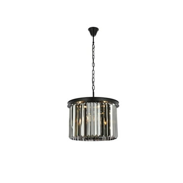 Sydney 6 light Matte Black Pendant Silver Shade (Grey) Royal Cut Crystal