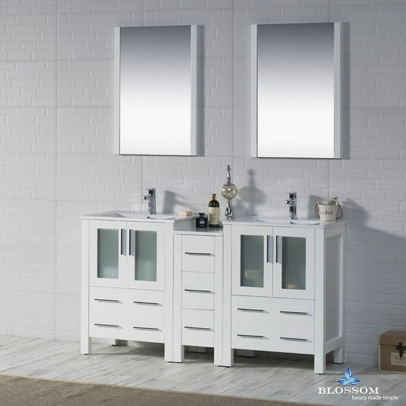 Sydney 60" Double w/ Mirrors (Glossy White)