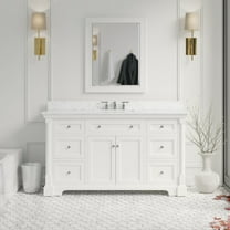 Sydney 60" Single Bathroom Vanity with White Cabinet and Engineered Marble Top