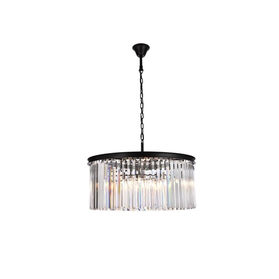 Sydney 8 light Matte Black Chandelier Clear Royal Cut Crystal