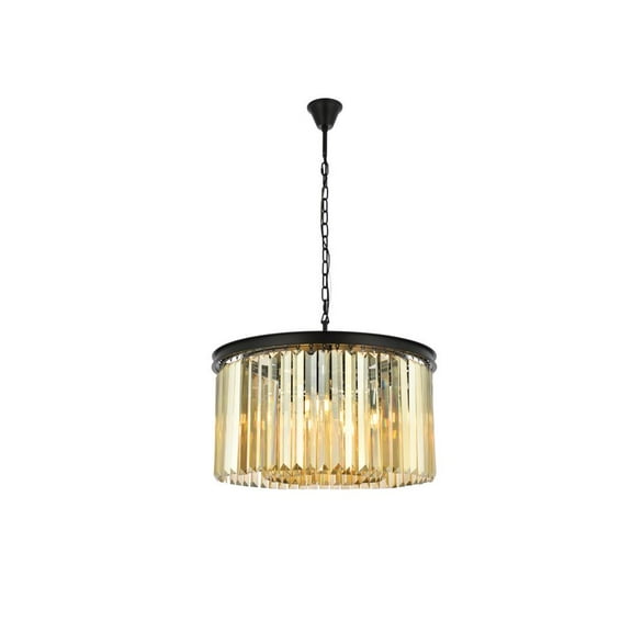 Sydney 8 light Matte Black Chandelier Golden Teak (Smoky) Royal Cut Crystal