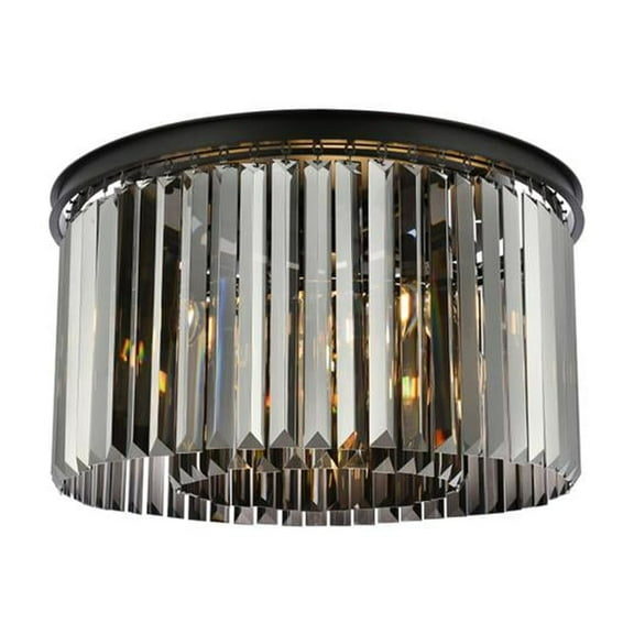 Sydney 8 light Matte Black Flush Mount Silver Shade (Grey) Royal Cut Crystal