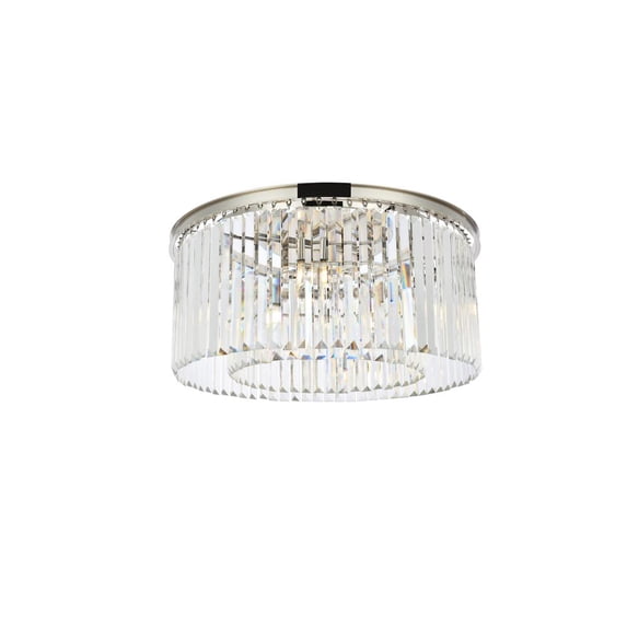 Sydney 8 light Polished nickel Flush Mount Clear Royal Cut Crystal