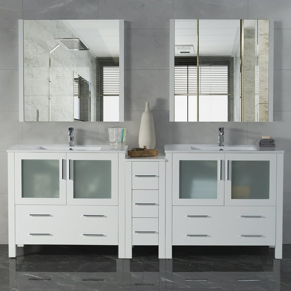 Sydney 84" Double w/ Mirrors (Glossy White)