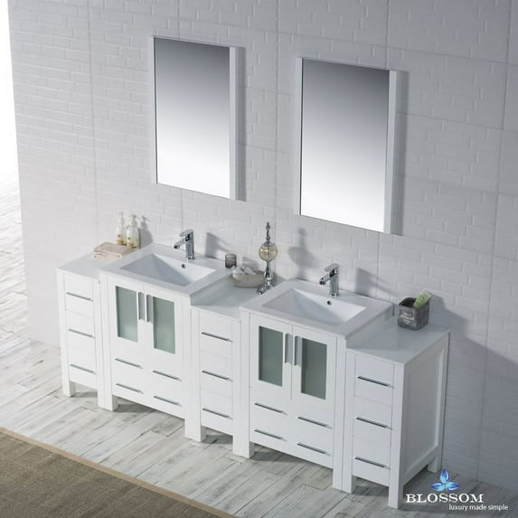 Sydney 84" w/ Triple Side Cabinets (Glossy White)
