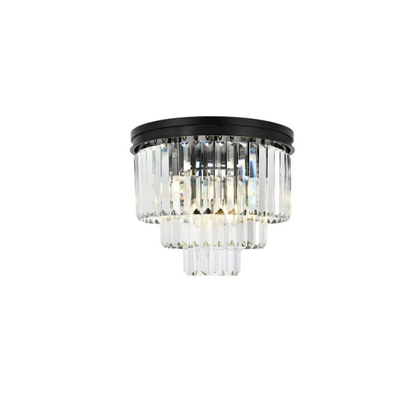 Sydney 9 light Matte Black Flush Mount Clear Royal Cut Crystal