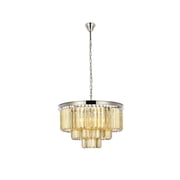 Sydney 9 light Polished nickel Chandelier Golden Teak Smoky Royal Cut Crystal