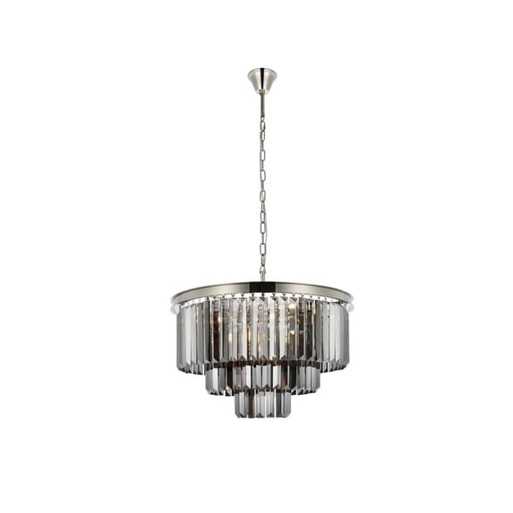 Sydney 9 light Polished nickel Chandelier Silver Shade (Grey) Royal Cut Crystal