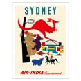 thumbnail image 1 of Sydney Australia - Koala Bears Kangaroo Harbor - Air India International - Vintage Airline Travel Poster by S. V. Waghulkar c.1959 - Bamboo Fine Art 290gsm Paper Print (Unframed) 24x32in, 1 of 4