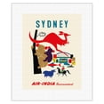 thumbnail image 1 of Sydney Australia - Koala Bears Kangaroo Harbor - Air India International - Vintage Airline Travel Poster by S. V. Waghulkar c.1959 - Fine Art Rolled Canvas Print 11in x 14in, 1 of 4