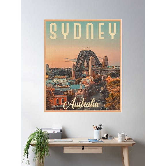 Sydney Australia Vintage Travel, Best Gift Idea For Sydney Lovers And Travel To Sydney Poster Wall Art, Modern Wall Decor For Living Room Bedroom, 24x36 UNFRAMED