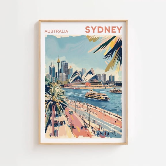 Sydney, Australia Wall Art, Sydney Poster, Traditional City Collection, Wall Art Poster, Quality Poster, Easy Decoration903, Stretched Canvas Size 12x18