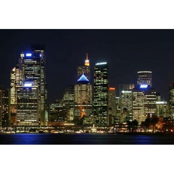 Sydney CBD at Night, Sydney Cove, Australia Poster Print by David Wall (26 x 17)