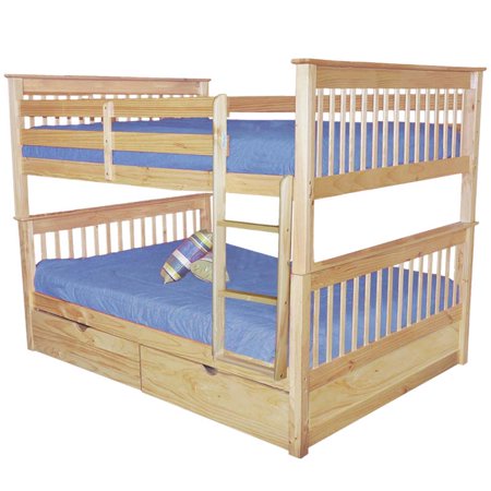 Sydney Full over Full Bunk Bed with Trundle Drawers Natural