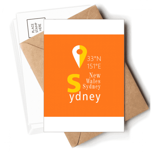 Sydney Geography Coordinates Trave Postcards Envelopes Blank Note Cards Mailing