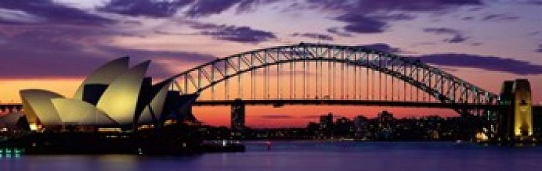 Sydney Harbor Bridge At Sunset  Australia Canvas Art - Panoramic Images (39 x 12)