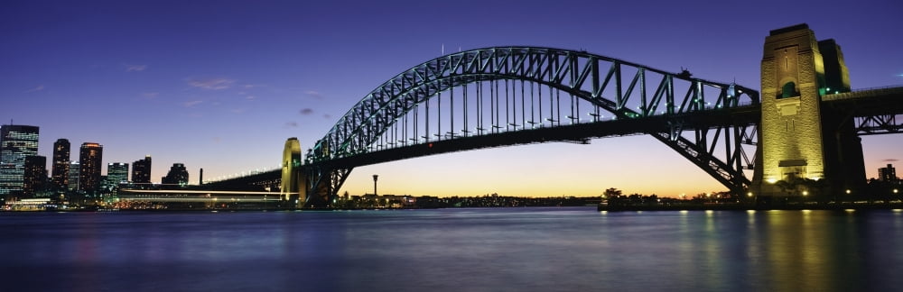 Sydney Harbor Bridge At Sunset Canvas Art - Neil Barclay Design Pics (24 x 8)
