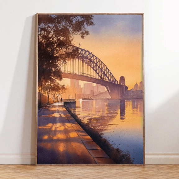 Sydney Harbour Bridge Australia Sunset Wall Art Unframed Paper Print