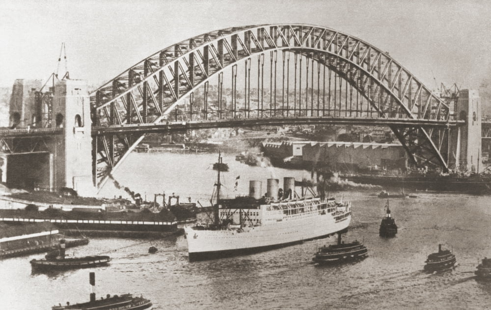 Sydney Harbour Bridge Sydney Australia From The Story Of Seventy Momentous Years Published By Odhams Press 1937 Canvas Art - Ken Welsh Design Pics (18 x 11)