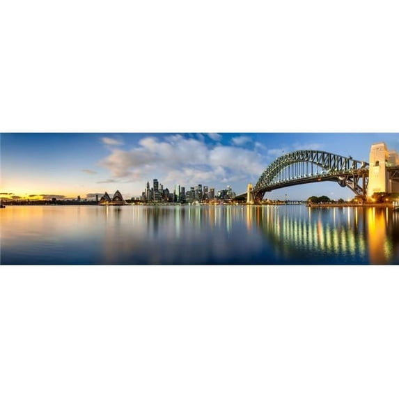 Panoramic Images PPI169389LARGE Sydney Harbour Bridge & Skylines At Dusk Sydney New South Wales Australia Poster Print, 12 x 36 - Large