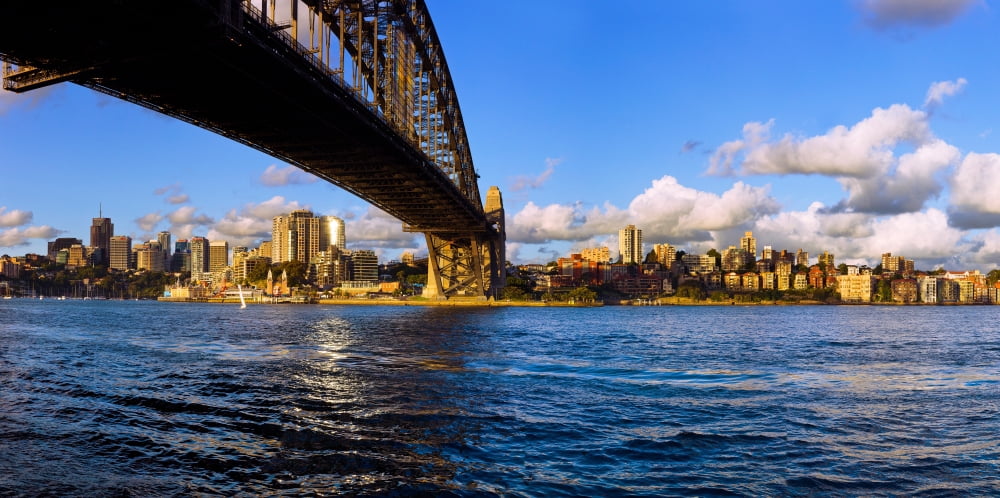 Sydney Harbour Bridge with city at waterfront Sydney New South Wales Australia Canvas Art - Panoramic Images (36 x 12)