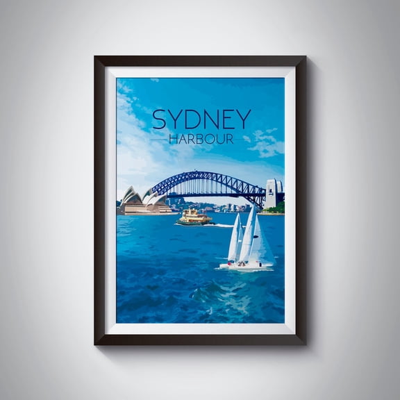 Sydney Harbour Travel Poster, Sydney Opera House, Harbour Bridge, Retro Travel Print, Australia Wall Art, National Park, Bondi Beach, Wall Art, Modern Wall Decor, 16x24 UNFRAMED