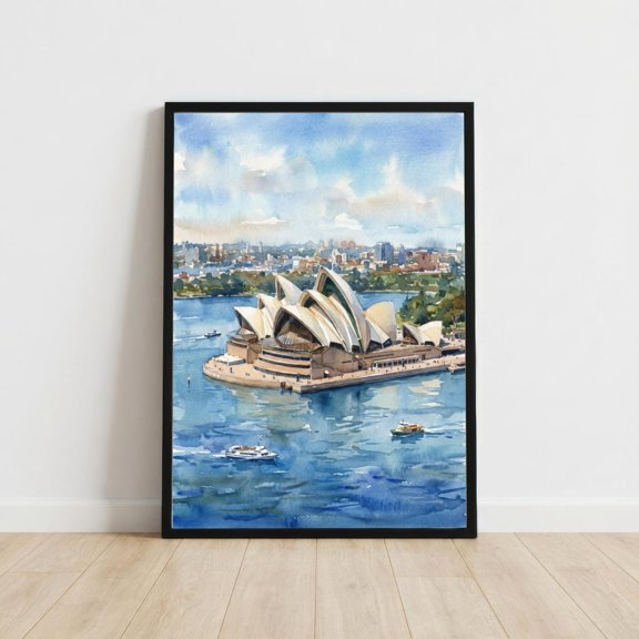 Sydney Harbour Watercolour Opera House Coastal Landscape Print