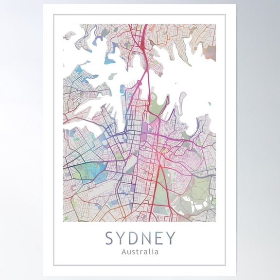 Sydney Map, Australia City Map Art Travel Gift Poster Wall Art, Modern Wall Decor For Living Room Bedroom, 8x12 UNFRAMED