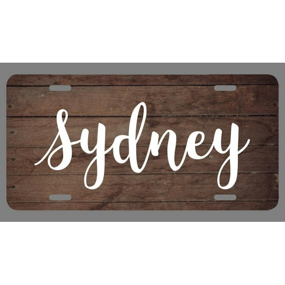 Sydney Name Wood Style License Plate Tag Vanity Novelty Metal | UV Printed Metal | 6-Inches By 12-Inches | Car Truck RV Trailer Wall Shop Man Cave | NP316