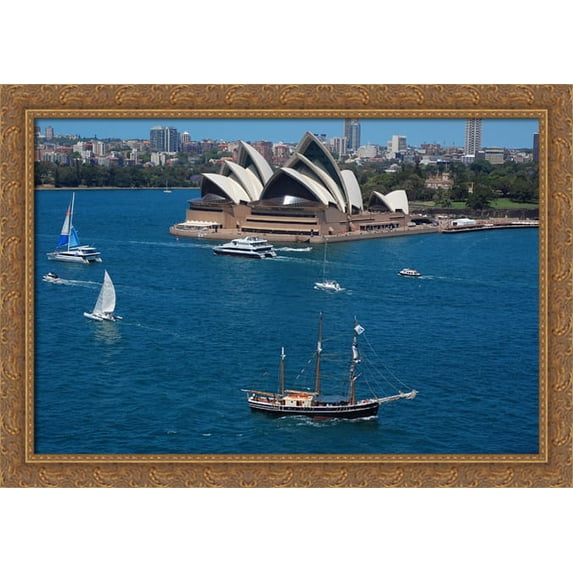 Sydney Opera House 40x28 Large Gold Ornate Wood Framed Canvas Art