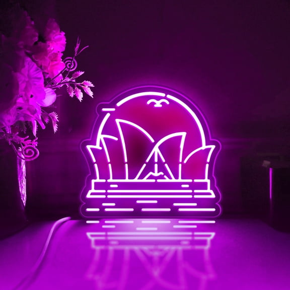 Sydney Opera House Led Light Box, Dimmable Neon-Like Light Signs USB Power for Wall Decor Bedroom Decoration, RGB Light (WxH) 16"x15"