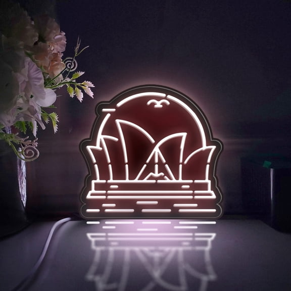 Sydney Opera House Led Light Box, Dimmable Neon-Like Light Signs USB Power for Wall Decor Bedroom Decoration, Static Light (WxH) 11"x11"