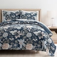 thumbnail image 1 of Sydney Reversible Cotton Quilt Navy/Multi 3Pc Set Full/Queen, 1 of 11