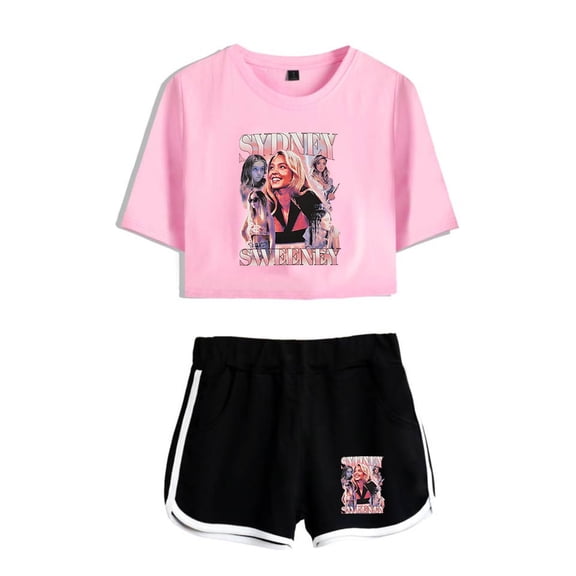 Sydney Sweeney Tshirt&Shorts 2 Piece Sets Hip hop Tops&Trousers 2 Piece Suit Women Clothes