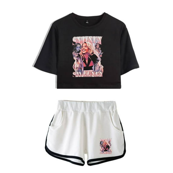 Sydney Sweeney Tshirt&Shorts 2 Piece Sets Hip hop Tops&Trousers 2 Piece Suit Women Clothes