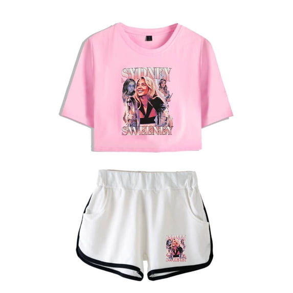 Sydney Sweeney Tshirt&Shorts 2 Piece Sets Hip hop Tops&Trousers 2 Piece Suit Women Clothes
