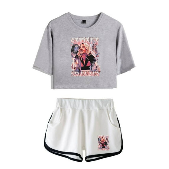 Sydney Sweeney Tshirt&Shorts 2 Piece Sets Hip hop Tops&Trousers 2 Piece Suit Women Clothes