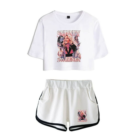Sydney Sweeney Tshirt&Shorts 2 Piece Sets Hip hop Tops&Trousers 2 Piece Suit Women Clothes