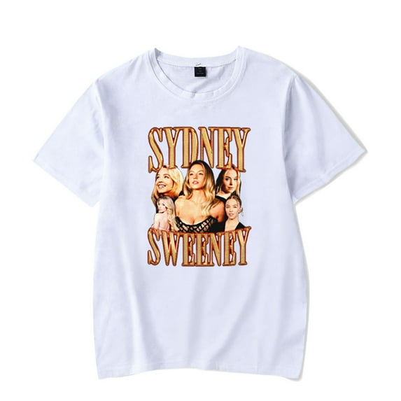 Sydney Sweeney Vintage T-shirt Unique Short Sleeve Casual Tee Hip Hop Crewneck Top