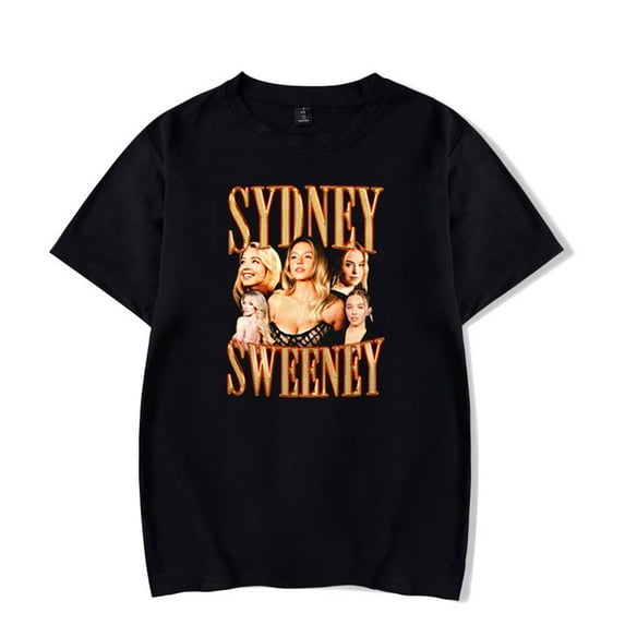 Sydney Sweeney Vintage T-shirt Unique Short Sleeve Casual Tee Hip Hop Crewneck Top