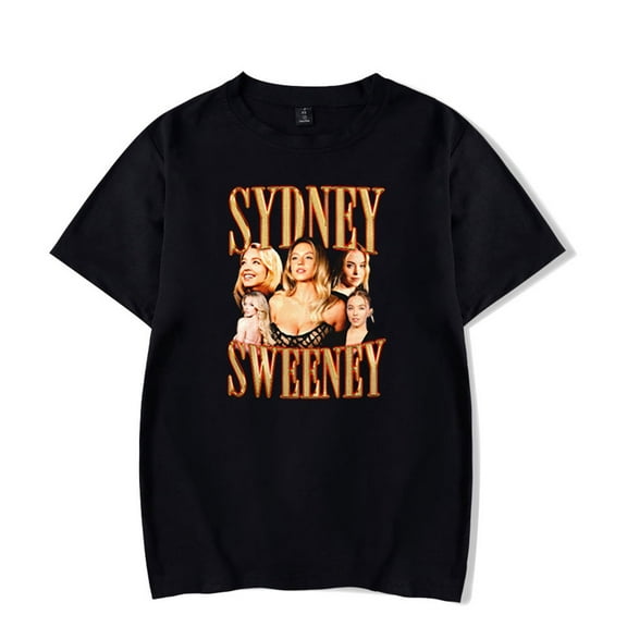 Sydney Sweeney Vintage T-shirt Unique Short Sleeve Casual Tee Hip Hop Crewneck Top