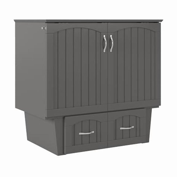 Sydney Wood Murphy Bed Chest with Storage Drawer & Charging Station, Grey - Twin Size