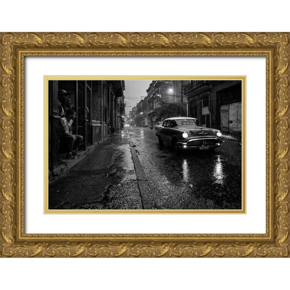 Sye, Murray 24x17 Gold Ornate Wood Framed with Double Matting Museum Art Print Titled - Havana in the rain