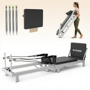 Syedee 86.6  Foldable Pilates Equipment, Pilates Reformer Machine Suitable For Height Over 57 , Pilates Exercise Equipment with Jump Board For Home Gym, 110lbs resistance 5 Springs