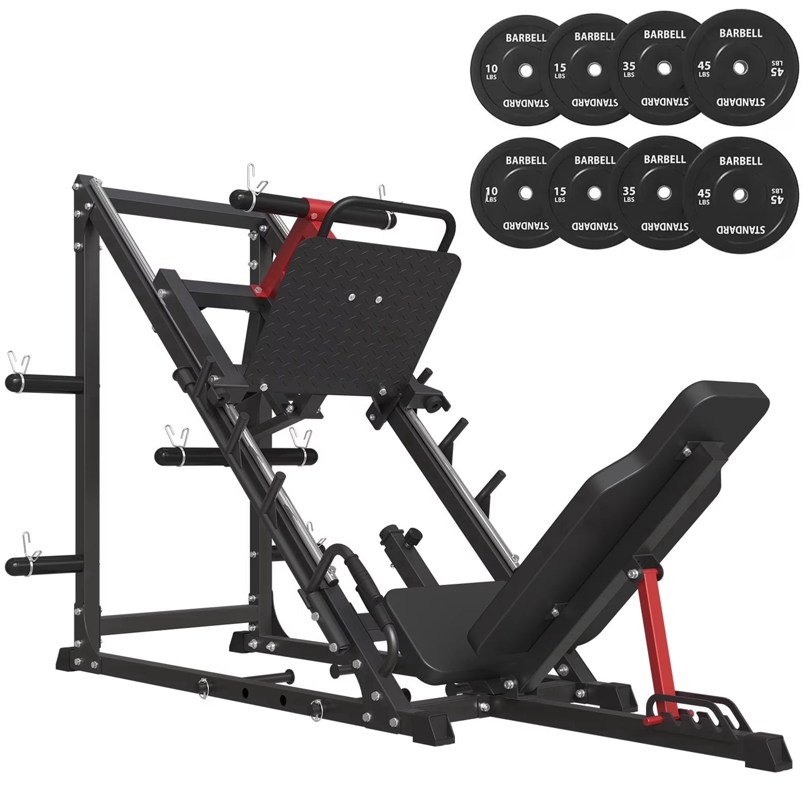 Syedee Adjustable Leg Press Machine, 2000LBS Capacity, Black with 230 Weight Plates